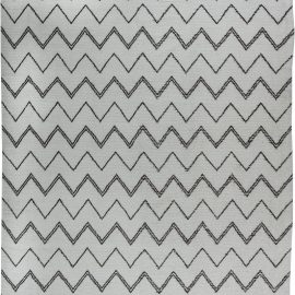Moroccan Design Off-White and Black Hand Knotted Wool Rug N11536