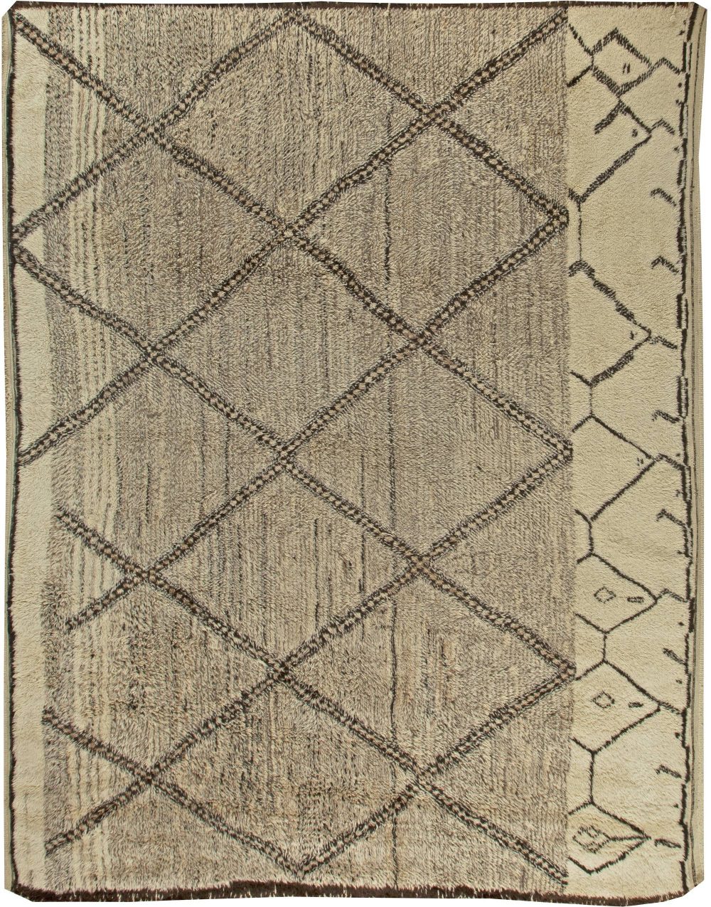 Doris Leslie Blau Collection Beni Ourain Custom Moroccan Beige, Brown Wool Rug N11243