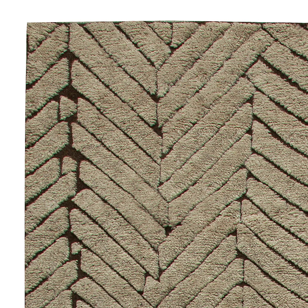 Doris Leslie Blau Collection Geometric Moroccan Style Beige, Brown Wool Rug N11113