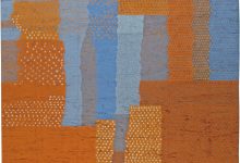 Doris Leslie Blau Collection Large Abstract Moroccan Style Blue Orange Wool Rug N11003