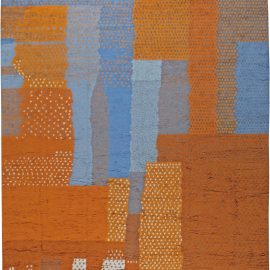 Doris Leslie Blau Collection Large Abstract Moroccan Style Blue Orange Wool Rug N11003