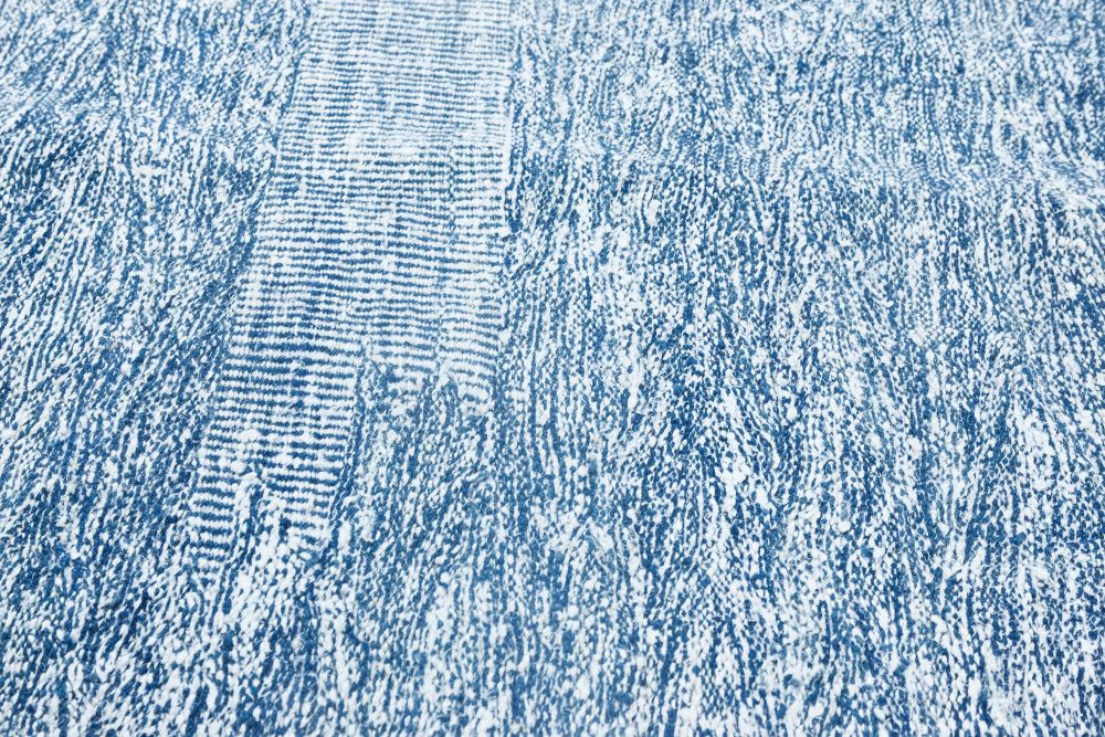 Contemporary Blue & Gray Flat-Weave Wool Rug N11862