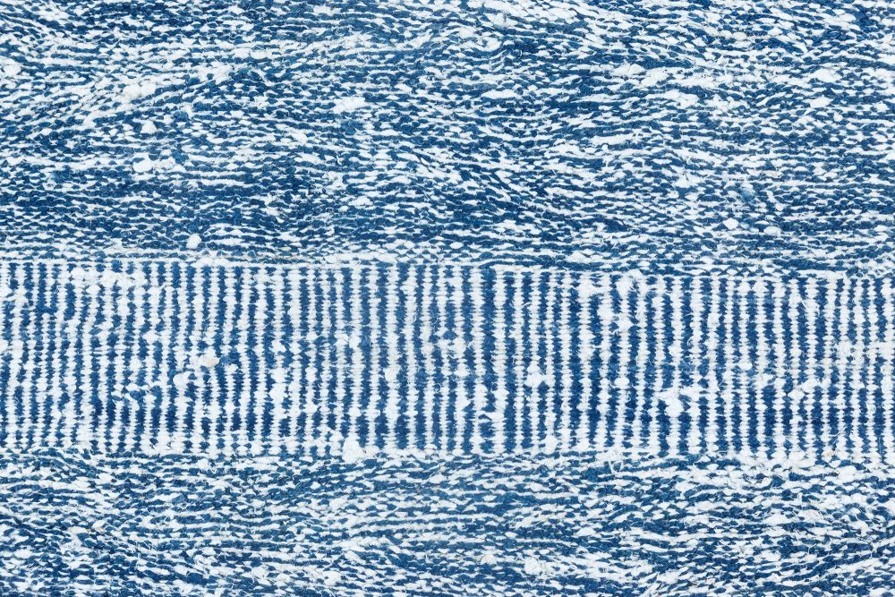 Contemporary Blue & Gray Flat-Weave Wool Rug N11862