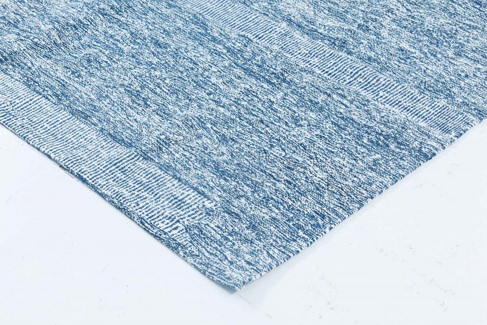 Contemporary Blue & Gray Flat-Weave Wool Rug N11862