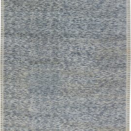 Contemporary Abstract Stripes Slate Gray Hand-Knotted Wool Carpet “Drizzle” N11443