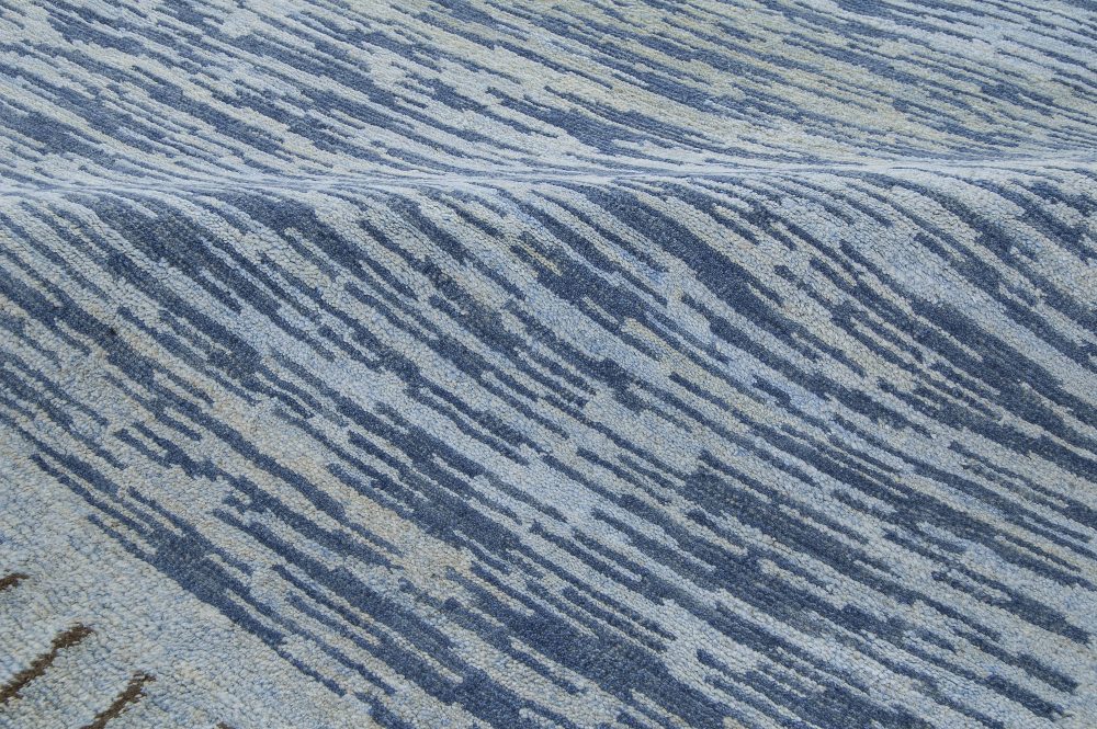 Doris Leslie Blau Collection Modern Swedish Design Blue Handmade Wool Pile Rug N11443