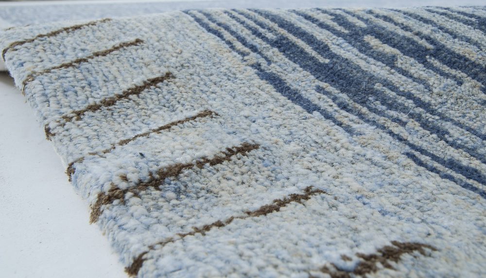 Doris Leslie Blau Collection Modern Swedish Design Blue Handmade Wool Pile Rug N11443