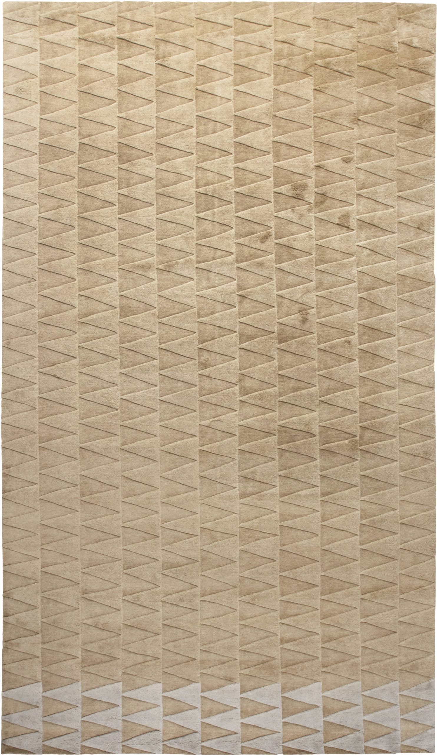 Doris Leslie Blau Collection Modern Steppe Art Deco Style Gold Beige Wool Rug N11742