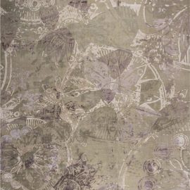 Modern Abstract Medallion Pale Sand Handmade Wool & Silk Rug “Circadia” N11499