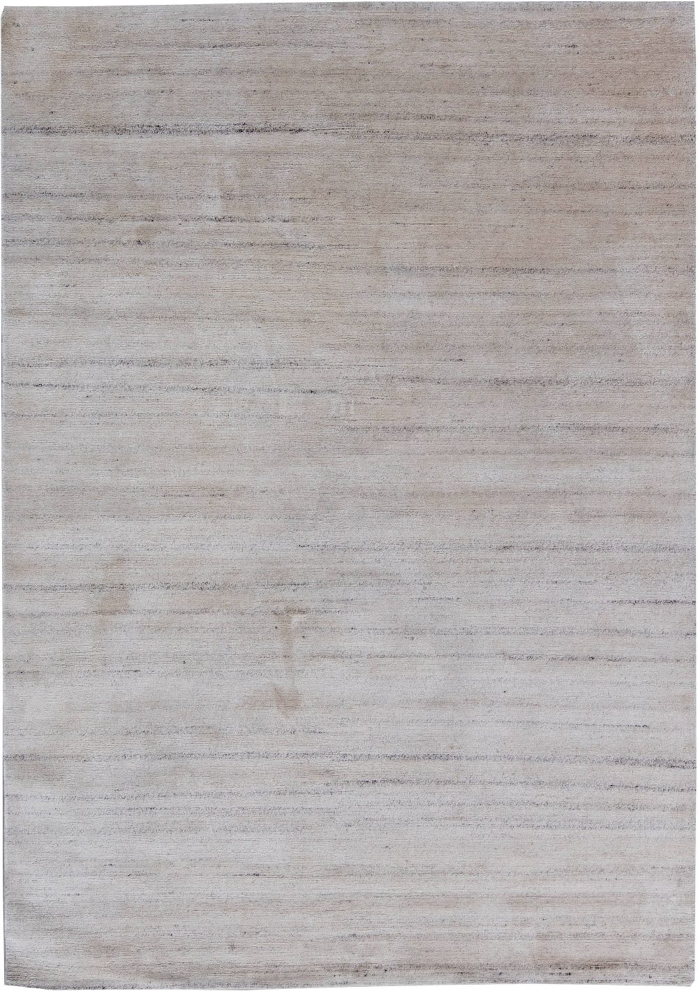 Hand Knotted Wool and Silk Rug in Soft Gray and Black Stripes N11332
