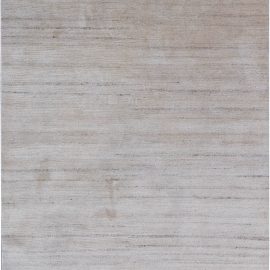 Hand Knotted Wool and Silk Rug in Soft Gray and Black Stripes N11332