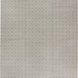 Modern Geometric Windowpane Light Gray Handmade Wool & Silk Rug “Fenetre” N11375