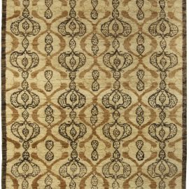 Doris Leslie Blau Collection Taj Beige and Brown Handmade Wool Rug N10487