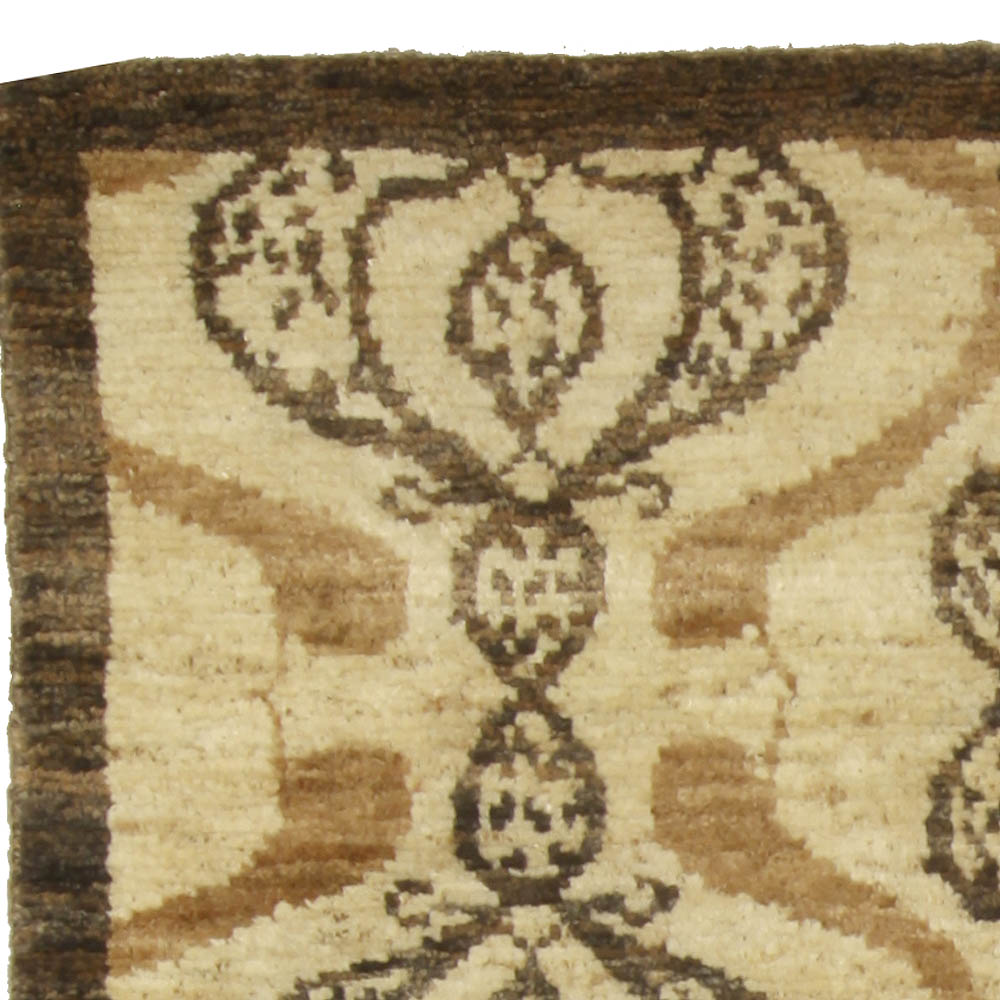 Doris Leslie Blau Collection Taj Beige and Brown Handmade Wool Rug N10487