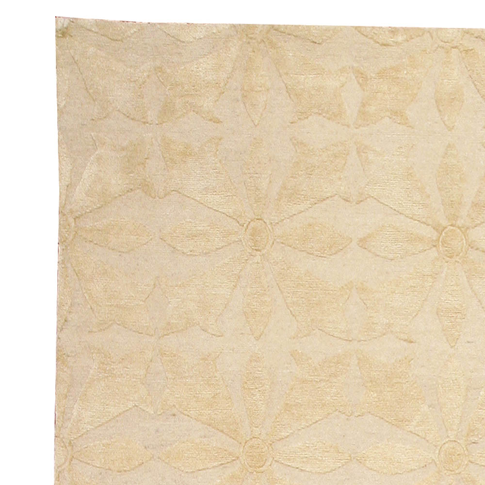 Doris Leslie Blau One-of-a-kind Flower Tile Design Handmade Silk Rug N10952