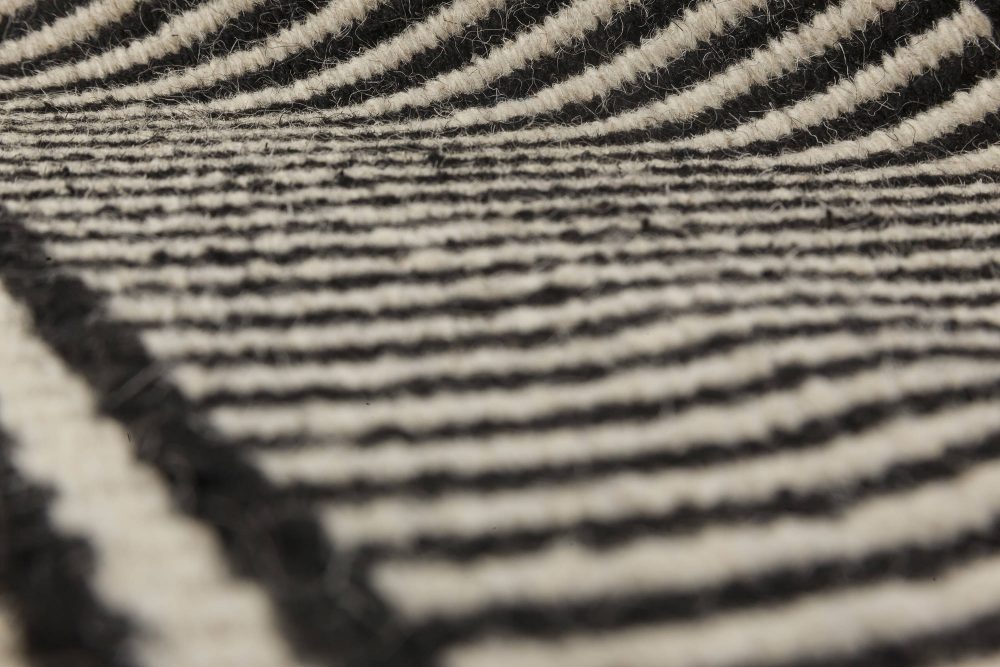 Doris Leslie Blau Collection Custom Flat-Woven Wool Rug in Black & White Stripes N11728