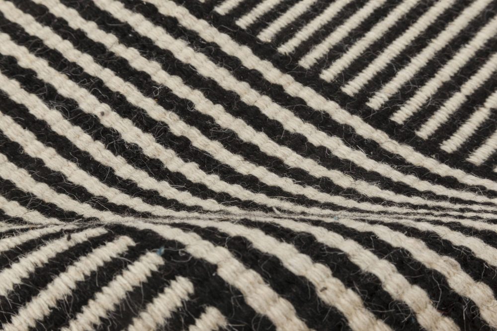 Doris Leslie Blau Collection Custom Flat-Woven Wool Rug in Black & White Stripes N11728