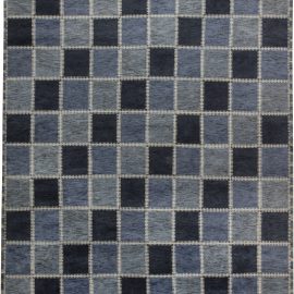 “Gyllenrutand” Modern Geometric Slate Gray Hand-Knotted Wool Rug N11430