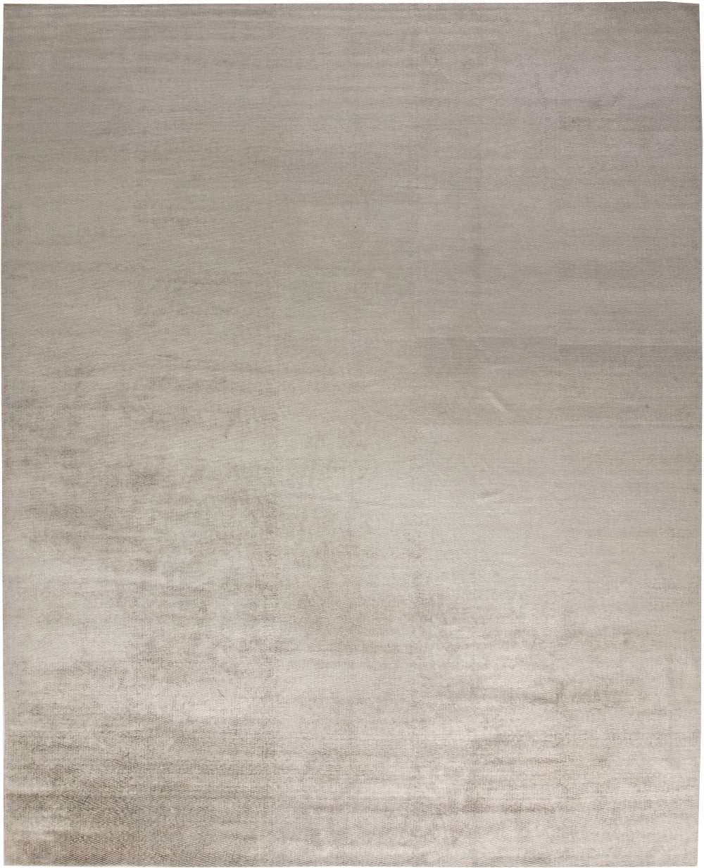 Contemporary Silver Silk Rug N11752