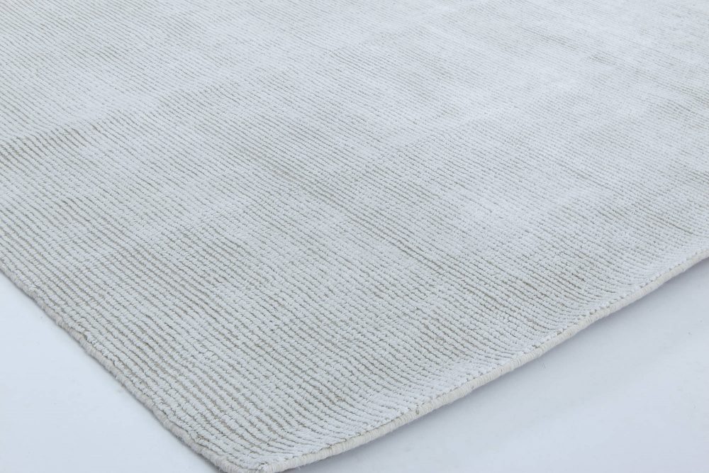 Doris Leslie Blau Collection Contemporary Solid Off White, Beige, Gray Wool Rug N11523