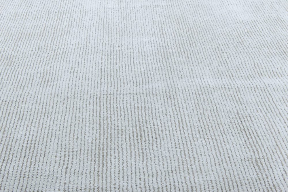 Doris Leslie Blau Collection Contemporary Solid Off White, Beige, Gray Wool Rug N11523