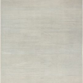 Hand-Knotted Modern Solid Light Gray Handmade Wool Rug “Nacre” N11714
