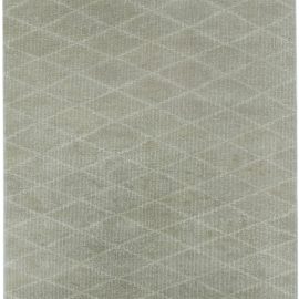 “Quartz” Contemporary Geometric Sage Hand-Knotted Wool Runner N11567