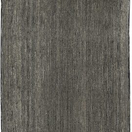 Contemporary Striped Ivory And Charcoal Hand-Knotted Wool Carpet “Linea” N11699