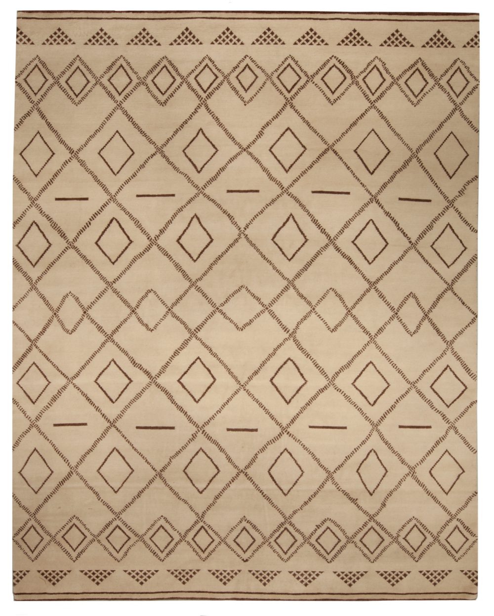 Tribal Style Moroccan Hand-knotted Area Rug with Diamond Design N10266