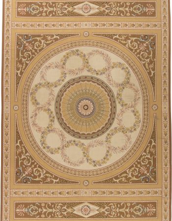 Antique English Floral Allover Golden Tan Needlework Wool Rug – Circa 1890 BB7769 Antique English Floral Allover Golden Tan Needlework Wool Rug – Circa 1890 BB7769