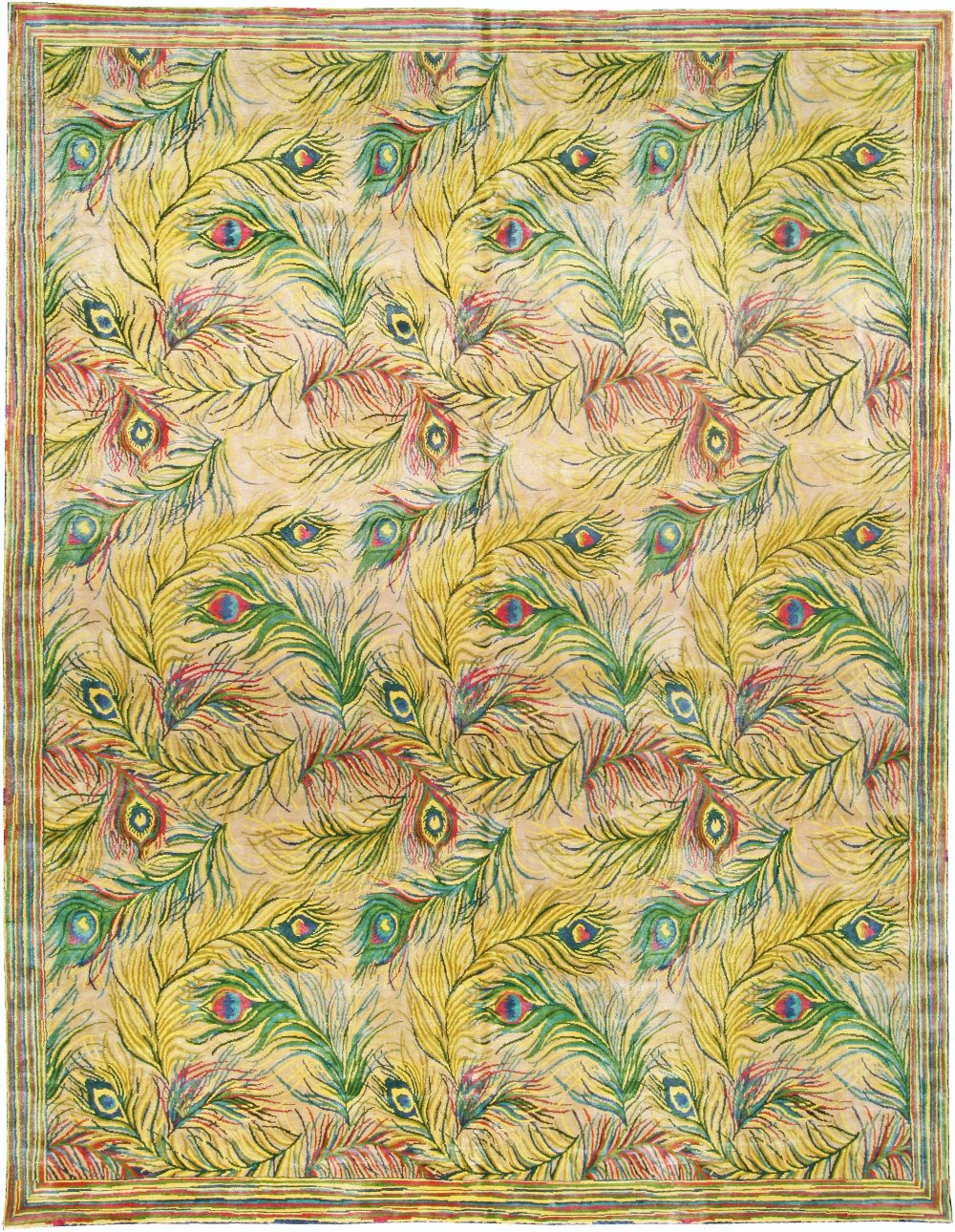 Nanette Lapore Peacock Yellow, Pink, Green, Beige & Blue Silk Rug N10954