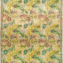 Nanette Lapore Peacock Yellow, Pink, Green, Beige & Blue Silk Rug N10954