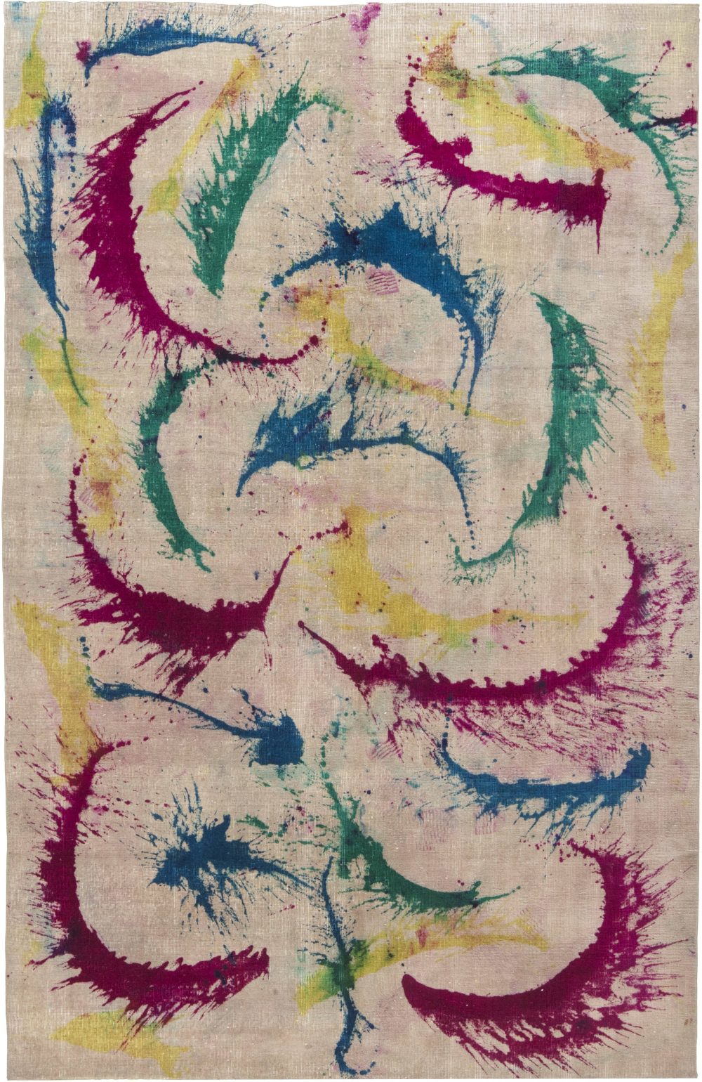 Doris Leslie Blau Collection Abstract Colorful Daliesque Handmde Wool Rug N11734