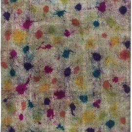 Contemporary Abstract Splatter Gray Handmade Wool Carpet “Spectra” N11721