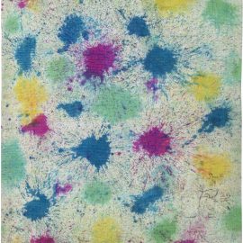 Abstract Modern Radial Splatter Light Blue Handmade Wool Rug “Supernova” N11735