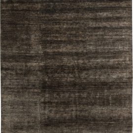 Modern Abstract Solid Brown Hand-Knotted Hemp Rug “Petrichor” N11559
