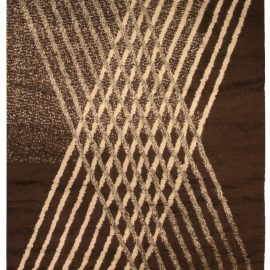 Geometric Cream Beige And Brown Contemporary Handmade Wool Carpet “Mocha Interlace” N10338