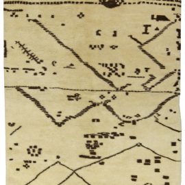 Contemporary Abstract Geometric Light Beige Hand-Knotted Wool Carpet “Astroglyph” N10706