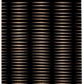 Doris Leslie Blau Collection Modern Black and Beige Striped Skyline Wool Rug N10271