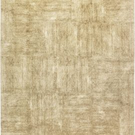 Contemporary Abstract Solid Warm Tan Hand-Knotted Silk Rug “Miragold” N11685