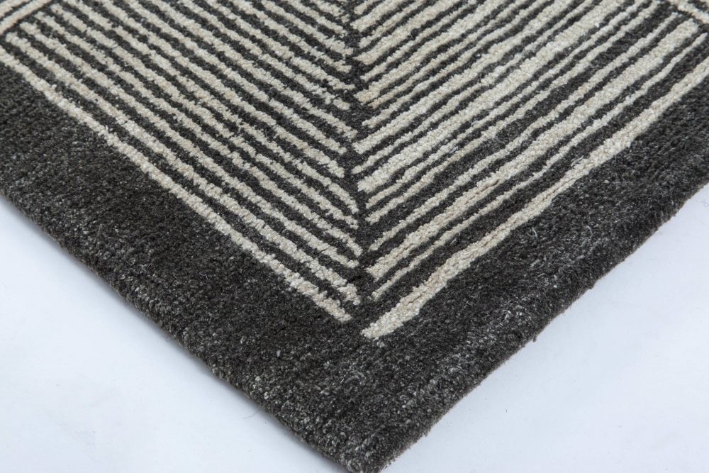 Doris Leslie Blau Collection Tibetan Pine Anthracite and White Handmade Rug N11502