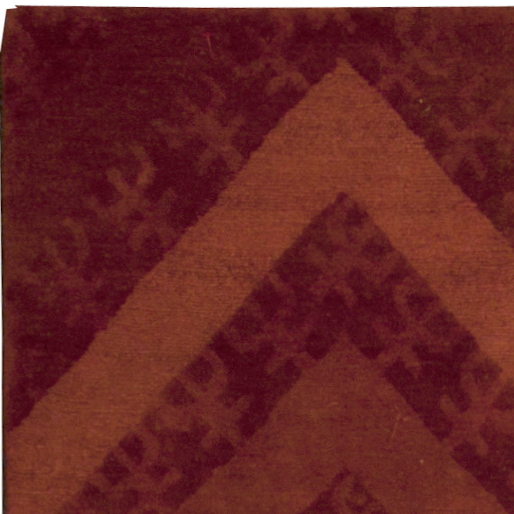 Doris Leslie Blau Collection Tibetan Zig-Zag Design Red Handwoven Wool Rug N10152