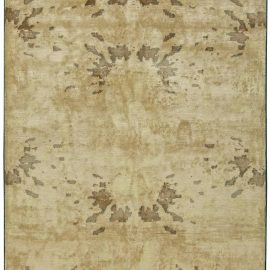 Contemporary Abstract Medallion Warm Tan Handmade Silk Runner “Aureole” N11129