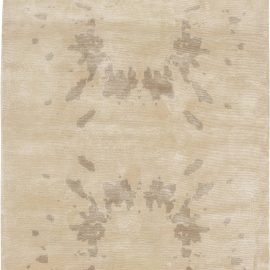 Contemporary Abstract Handmade Silk Carpet In Soft Beige “Chrysalis” N11401