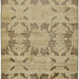 Island Dream Abstract Modern Handmade Silk Rug In Soft Beige With Classic Taupe “Isola” N11127