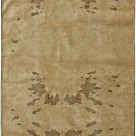 Abstract Modern Warm Tan Hand-Knotted Silk Rug “Erosion” N11128