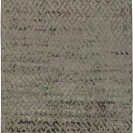 Modern Abstract Geometric Gray Handmade Silk Rug “Labyrinthine” N11125