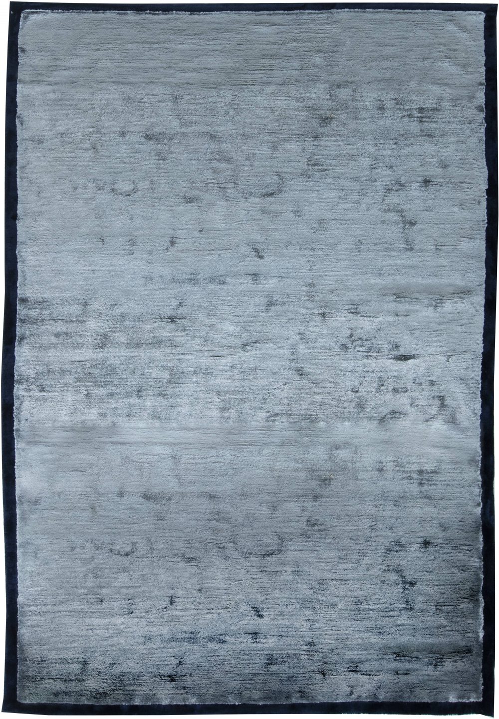Modern Silver Blue Hand Knotted Silk Rug N11539