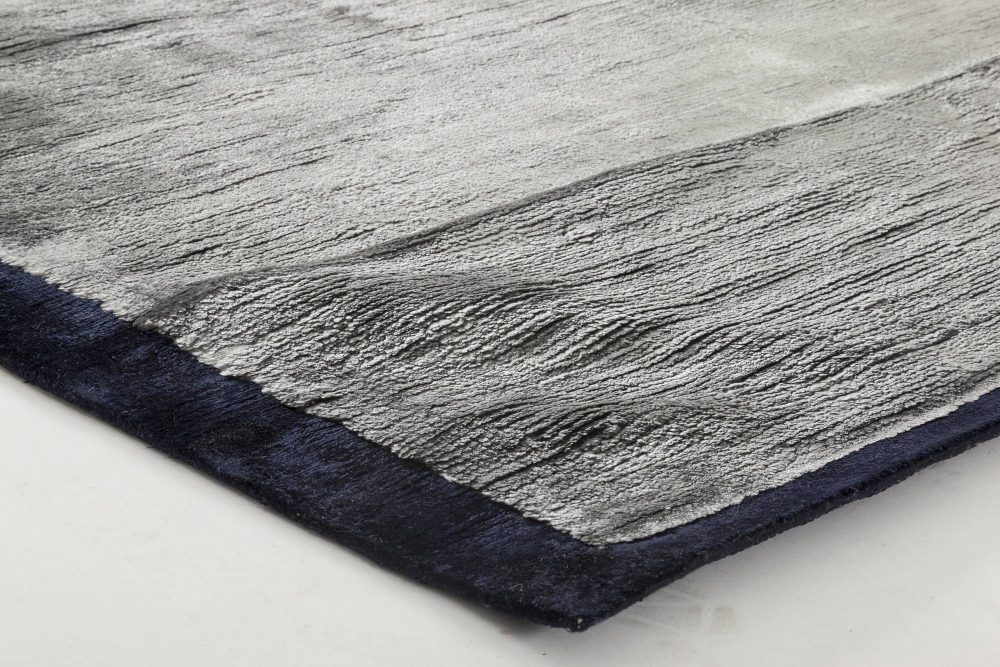 Modern Silver Blue Hand Knotted Silk Rug N11539