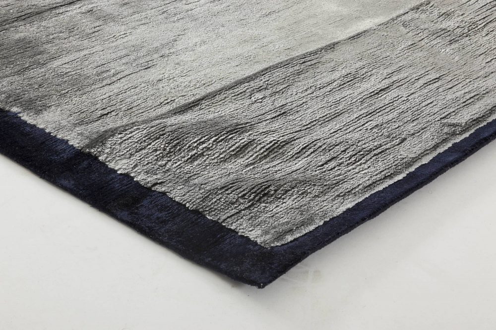 Modern Silver Blue Hand Knotted Silk Rug N11539